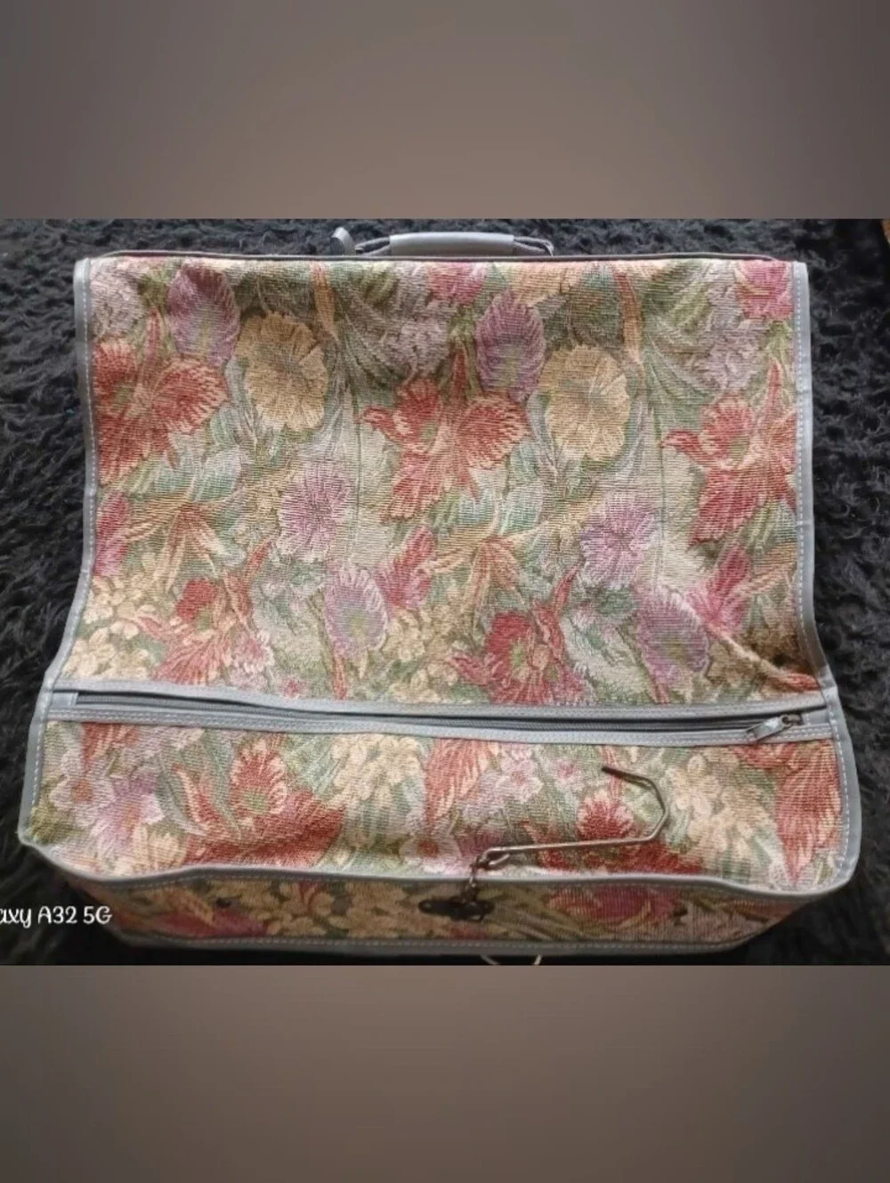 Vintage 80s Leisure Floral Tapestry Luggage Set-2pc Garment Bag/Duffel Weekender